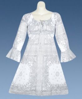 Plus Size White Bandana Print Dress Clothing