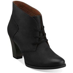 by Clarks Womens Heath Wren Bootie,Black Oily Leather,8.5 M US Shoes