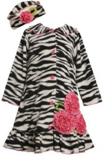 Bonnie Jean Girls 2 6X Zebra Print Winter Fleece Coat Set