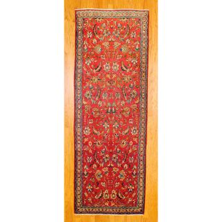 Persian Hand knotted Red/ Ivory Tribal Hamadan Wool Rug (39 x 105