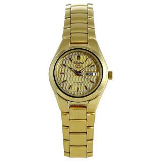 Seiko Womens 5 Automatic Gold Dial Watch