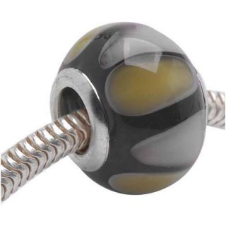 Beadaholique Glass White Olive Stripe 14 mm Lampwork Bead (Pack of 2)