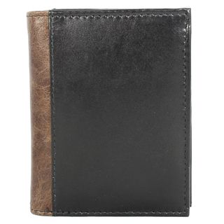 YL Fashion Mens Black Leather Bi fold Wallet