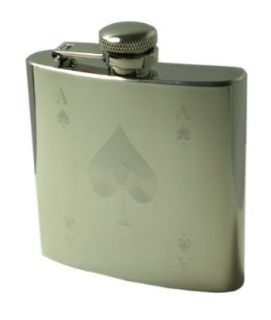 Ace Of Spades Etched 6 Oz Ounce Stainless Steel Flask