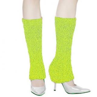 Lime Green Stretchy Wispy Knit Fuzzy Leg Warmers Clothing