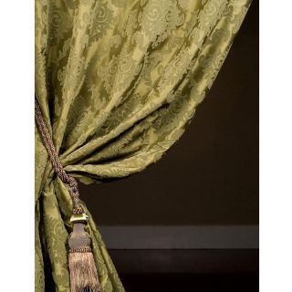 Designer Silk Flocked Paris Moss 108 inch Curtain Panel