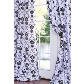 Fiori White And Black Faux Silk 108 inch Curtain Panel