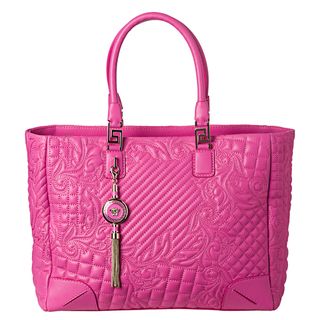 Versace Vanitas Pink Leather Elettra Quilted Tote Bag
