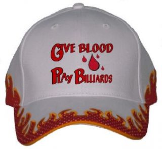 Give Blood Play Billiards Orange Flame Hat / Baseball Cap