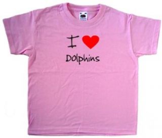 I Love Heart Dolphins Pink Kids T Shirt Clothing