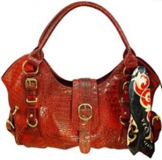 Vecceli Italy Alligator Embossed Red Handbag Designed by