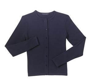 Ladies Cardigan Sweater 100% Cotton Fine Gauge Crewneck