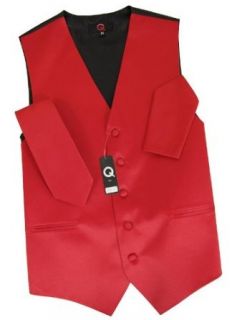 Brand Q Wedding Vest Set Solid Red 3pcs Tuxedo Vest