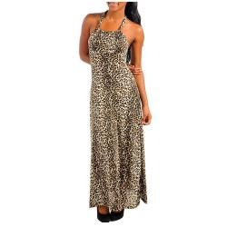 Stanzino Womens Leopard Print Halter Maxi Dress
