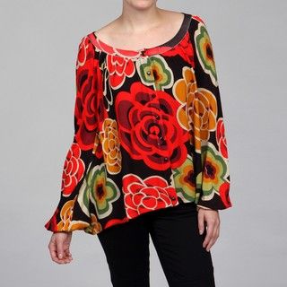 Red Womens Floral Button front Cardigan
