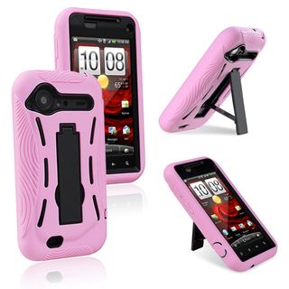 BasAcc Black/ Pink Hybrid Case with Stand for HTC Droid Incredible 2