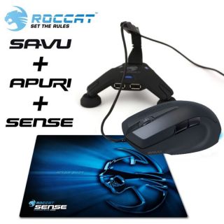 Roccat Savu + Apuri + Sense Chrome Blue   Contient  Roccat Savu Mid