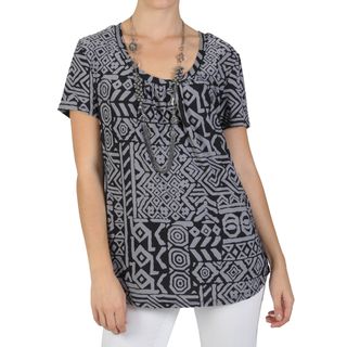 Journee Collection Womens Contemporary Plus Short sleeve Print Shirt