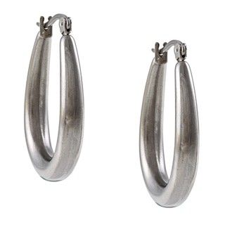 La Preciosa Stainless Steel Oval Hoop Earrings