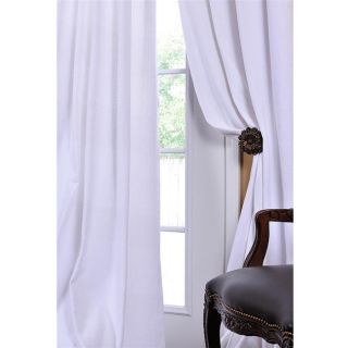 White Textured Cotton Linen 120 inch Curtain Panel