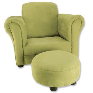 Trend Lab Avocado Green Ultrasuede Club Chair and Ottoman Set