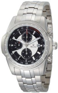 Bulova Mens 96E108 Diamond Case Black Dial Bracelet Watch Watches