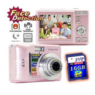 SVP XThinn8350 Pink 8MP Digital Camera with 16GB Memory Card