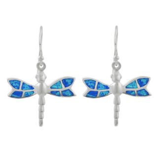 Tressa Sterling Silver Blue Opal Dragonfly Earrings