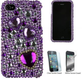 iPhone 4 Purple Heart Rhinestone Protector Case