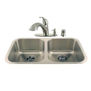 Undermount Double Stainless Steel Sink and Chrome Faucet Combo Kit