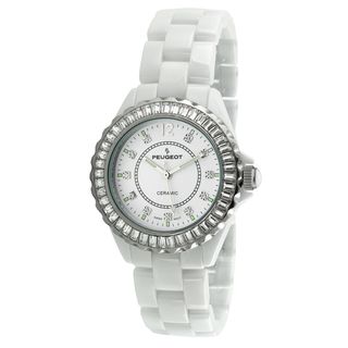 Peugeot Womens Swiss White Genuine Ceramic Crystal Bezel Watch