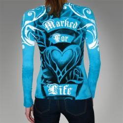 Marked for Life Womens Teal Long sleeve Graphic Tee
