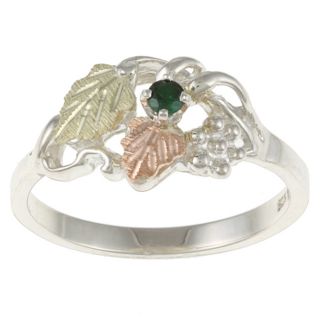 Sterling Silver and Black Hills Gold Created Emerald Ring Today $49