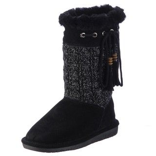 Bearpaw Womens Constantine Black Metalic knit Slipper Boots