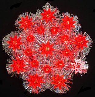 Retro Silver Tinsel Flower Christmas Tree Topper With Red