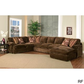 Champion 4 piece Chaise Sectional Brown Fabric Oversized Set