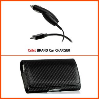 Premium T Mobile myTouch 4G Carbon Fiber Style Belt Clip Case with Car