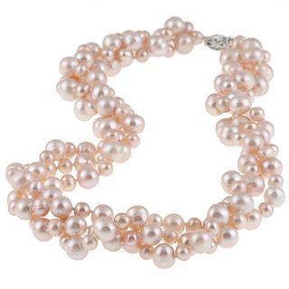 pink fw pearl 3 row twisted necklace 4 mm 8 mm msrp $ 130 99 today