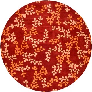 Hand tufted Trailing Vines Red Floral Wool Rug (8 Round) Today $279