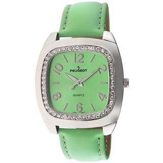 Peugeot Womens Green Leather Strap Watch