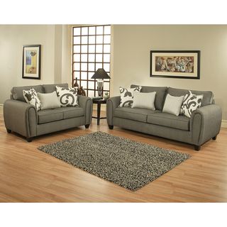 Enitial Lab Grey 2 piece Chenille Sofa and Loveseat