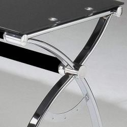 Smoked Tempered Glass L shaped Computer Desk