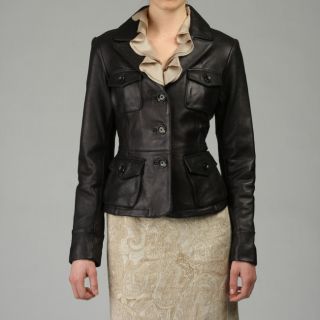 MICHAEL Michael Kors Womens Four Pocket Leather Blazer