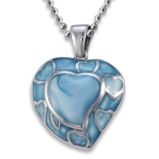 Stainless Steel and Light Blue Resin Polished Heart Necklace Today $
