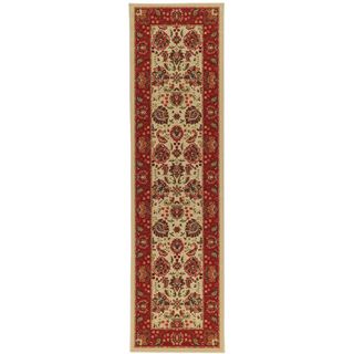 Non Skid Ottohome Ivory Floral Traditional Runner Rug (2 x 7
