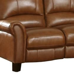 Charleston Honey Italian Leather Reclining Sofa and Loveseat