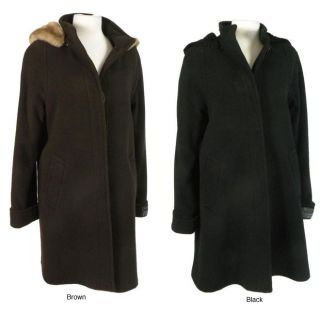 Nicole Womens Cashmere Blend Classic Hooded Coat