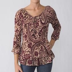 Signature by Larry Levine Womens Tiered Crinkle Blouse