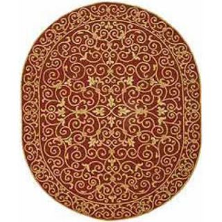 Hand hooked Chelsea Irongate Burgundy Wool Rug (76 x 96 Oval) Today