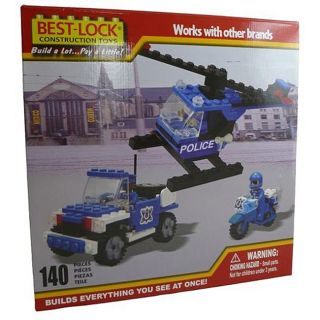 Best Lock 140 piece Police Copter, Car and Motorcycle Construction Set